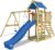 WICKEY Spielturm Klettergerüst MultiFlyer mit Schaukel & Blauer Rutsche, Outdoor Kinder Kletterturm mit Sandkasten, Leiter & Spiel-Zubehör für den…